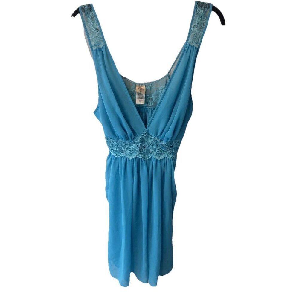 Womens Turquoise Sleeveless Babydoll Lingerie Lace Large Y2K Fairy Romantic